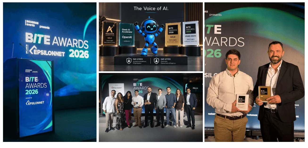 Η τελετή BITE Awards 2026, τα βραβεία της Voice Logica και η ομάδα με τις διακρίσεις Gold και Grand Award