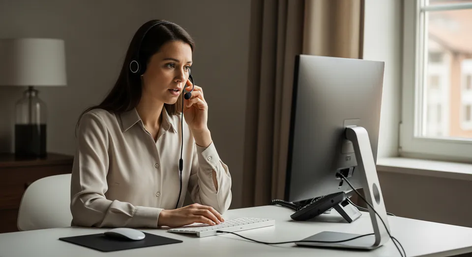 Administrative staff member answering a phone call