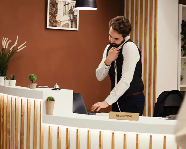 Phone service at a hotel reception